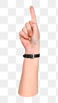 Pointing up gesture png sticker, transparent background