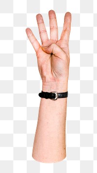 4 fingers gesture png sticker, transparent background