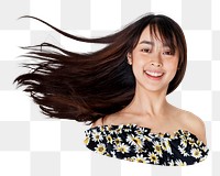 Girl png hair advertisement sticker, transparent background