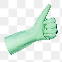 PNG Tattooed hand wearing gloves showing thumbs up gesture, collage element, transparent background