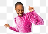 Black woman dancing png, transparent background