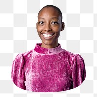 Png Black woman in pink sticker, transparent background