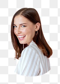 Cheerful woman png sticker, transparent background