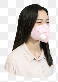 Png woman wearing mask sticker, transparent background