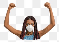 Black woman png N95 mask sticker, transparent background