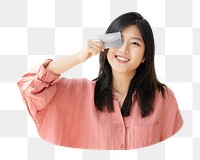 Asian woman png credit card sticker, transparent background