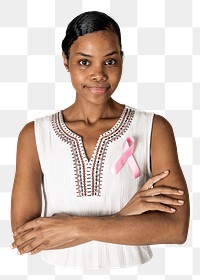 Cancer awareness png sticker, black woman transparent background