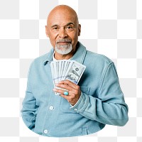 Rich retired man png sticker, transparent background