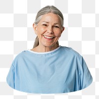 Happy senior patient png sticker, transparent background