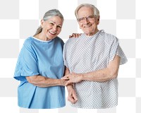 Png couple senior patients sticker, transparent background