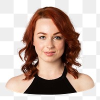 Png happy red hair woman sticker, transparent background