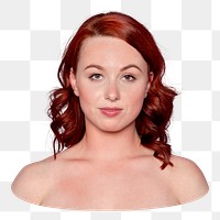 Png red hair woman bare shoulder sticker, transparent background