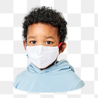 Png boy wearing face mask  sticker, transparent background