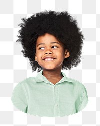 Png black boy wearing green shirt sticker, transparent background