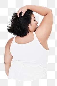 Plus-size woman png sticker, rear view transparent background