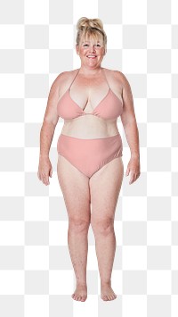 Png white woman in pink bikini sticker, transparent background