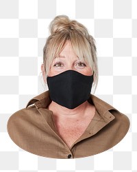 Mask png blonde woman sticker, transparent background