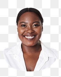 Png plus size woman smiling sticker, transparent background