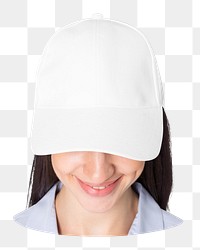 Png girl with white cap sticker, transparent background