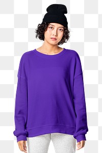 Purple sweater png sticker, transparent background