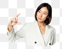 Businesswoman png touch screen sticker, transparent background