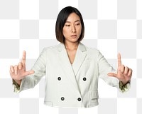 Businesswoman png touch screen sticker, transparent background