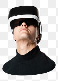 VR technology png man sticker, transparent background