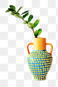 Plants  png colorful vase, transparent background