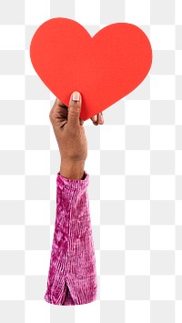 Hand holding heart png sticker, transparent background