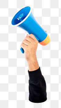 Megaphone in hand png sticker, transparent background