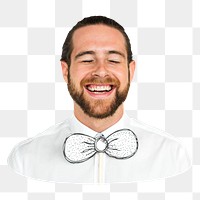 Man with bowtie png sticker, transparent background