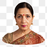 Png Indian woman in traditional saree sticker, transparent background