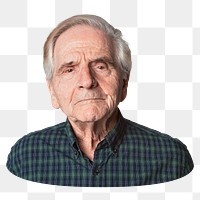 Png displeased senior man sticker, transparent background