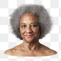 Png happy senior woman sticker, transparent background