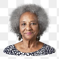 Png happy black senior woman sticker, transparent background