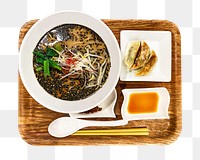 PNG vegan ramen meal set top view, collage element, transparent background