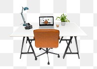 Modern workspace png, transparent background