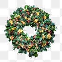 Christmas wreath png sticker, transparent background