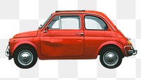 Red vintage car png sticker, transparent background