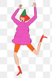 Dancing woman png sticker illustration, transparent background