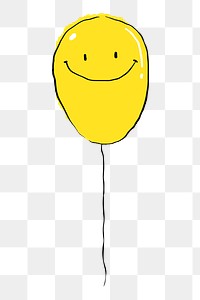 Yellow happy balloon png sticker illustration, transparent background