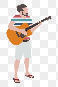 PNG man playing guitar, illustration, collage element, transparent background