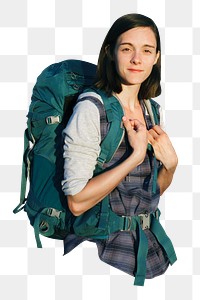 Woman backpacker png, transparent background