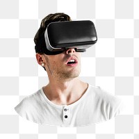 Man wearing VR png, transparent background