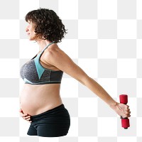 Pregnant woman exercising png, transparent background