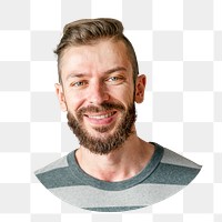 Bearded man smiling png, transparent background