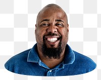 Smiling black bearded man png sticker, transparent background