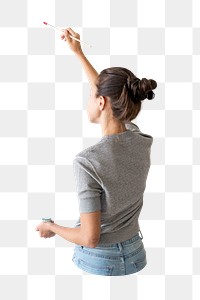 Woman painting wall png, transparent background