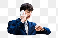 Businessman talking on phone png, transparent background