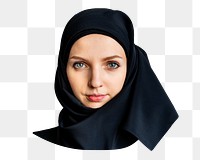 Islamic woman png portrait sticker, transparent background